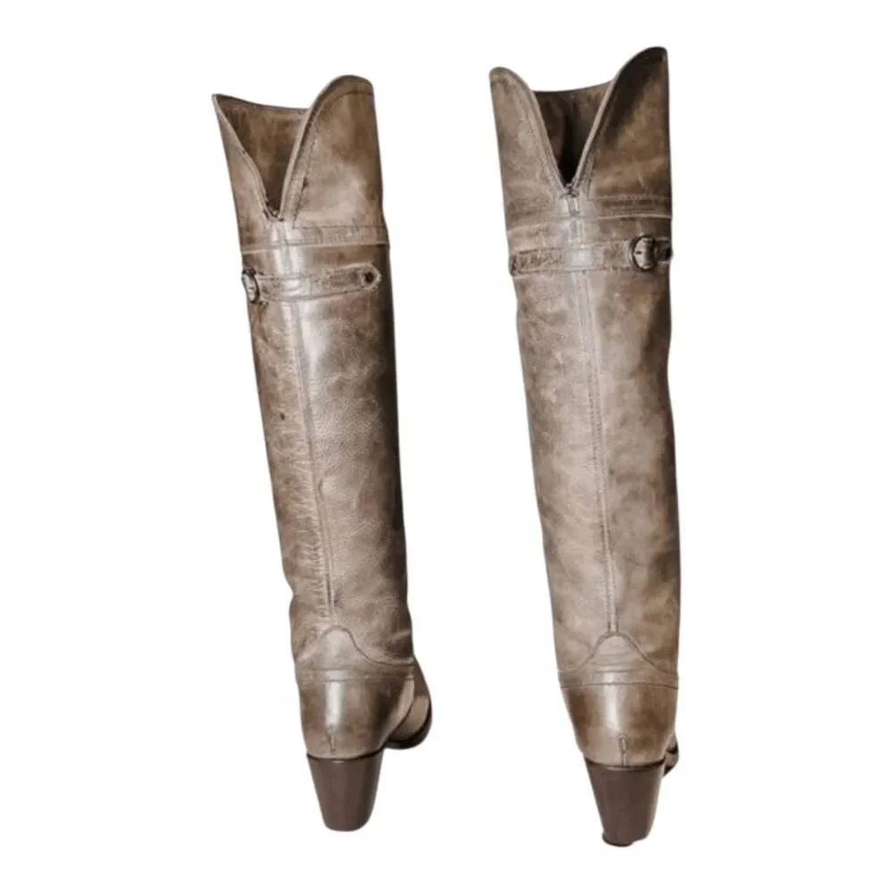 FRYE Jane Distressed Leather Over The Knee Boot Size 5.5B